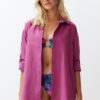 Trendyol Plum Woven Beach Shirt