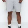 Trendyol Plus Size Gray Regular Cut Medium Length Lace Up Text Printed Shorts