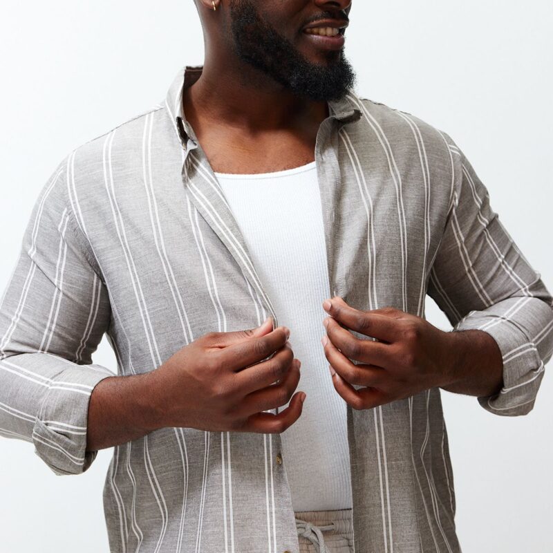 Trendyol Plus Size Khaki Regular Fit Comfortable Button-Up Collar Easy-Iron Shirt