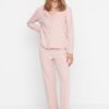 Trendyol Powder 100% Cotton Printed Knitted Pajama Set