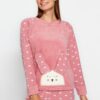 Trendyol Powder 3-Piece Heart Sleep Banded Fleece Winter Knitted Pajamas Set