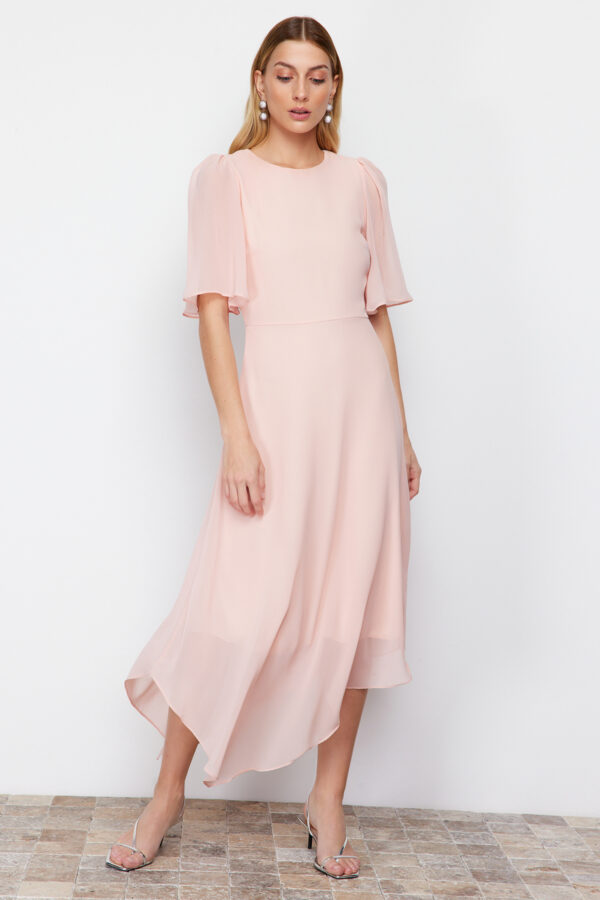 Trendyol Powder A-line Asymmetrical Skirt Chiffon Lined Midi Woven Dress