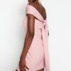 Trendyol Powder Lined Biased Woven Short Evening Dress