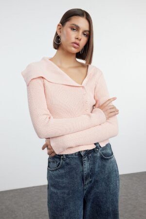 Trendyol Powder Premium Yarn/Special Yarn Knitwear Cardigan Trendyol Powder Premium Yarn/Special Yarn Knitwear Cardigan