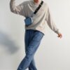 Trendyol Premium Indigo 100% Cotton Oversize Washed Effect Open Leg Sweatpants