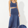 Trendyol Premium Indigo Textured Fabric Detail Maxi Skirt
