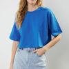 Trendyol Premium Saks 100% Cotton Crop Knitted T-Shirt