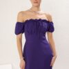 Trendyol Purple A-Line Carmen Collar Mini Woven Crepe Dress