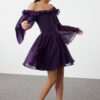 Trendyol Purple A-Line Lined Flounce Woven Chiffon Short Elegant Evening Dress