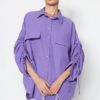 Trendyol Purple Adjustable Gathered Detailed Woven Cotton Shirt