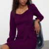 Trendyol Purple Belted Bodycon Midi Woven Dress
