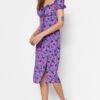 Trendyol Purple Belted Double Breasted Satin Mini Woven Dress
