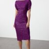 Trendyol Purple Body-Styling Glittery Sequin Elegant Evening Dress