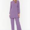 Trendyol Purple Eyelet Tie Detailed Aerobin Tunic-Pants Set