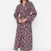 Trendyol Purple Geometric Pattern Beach Kimono & Beach Caftan