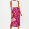 Trendyol Purple Patterned Double Breasted Viscose Fabric Midi Length Woven Skirt