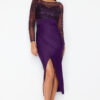 Trendyol Purple Sequin Knitted Tulle Long Elegant Evening Dress