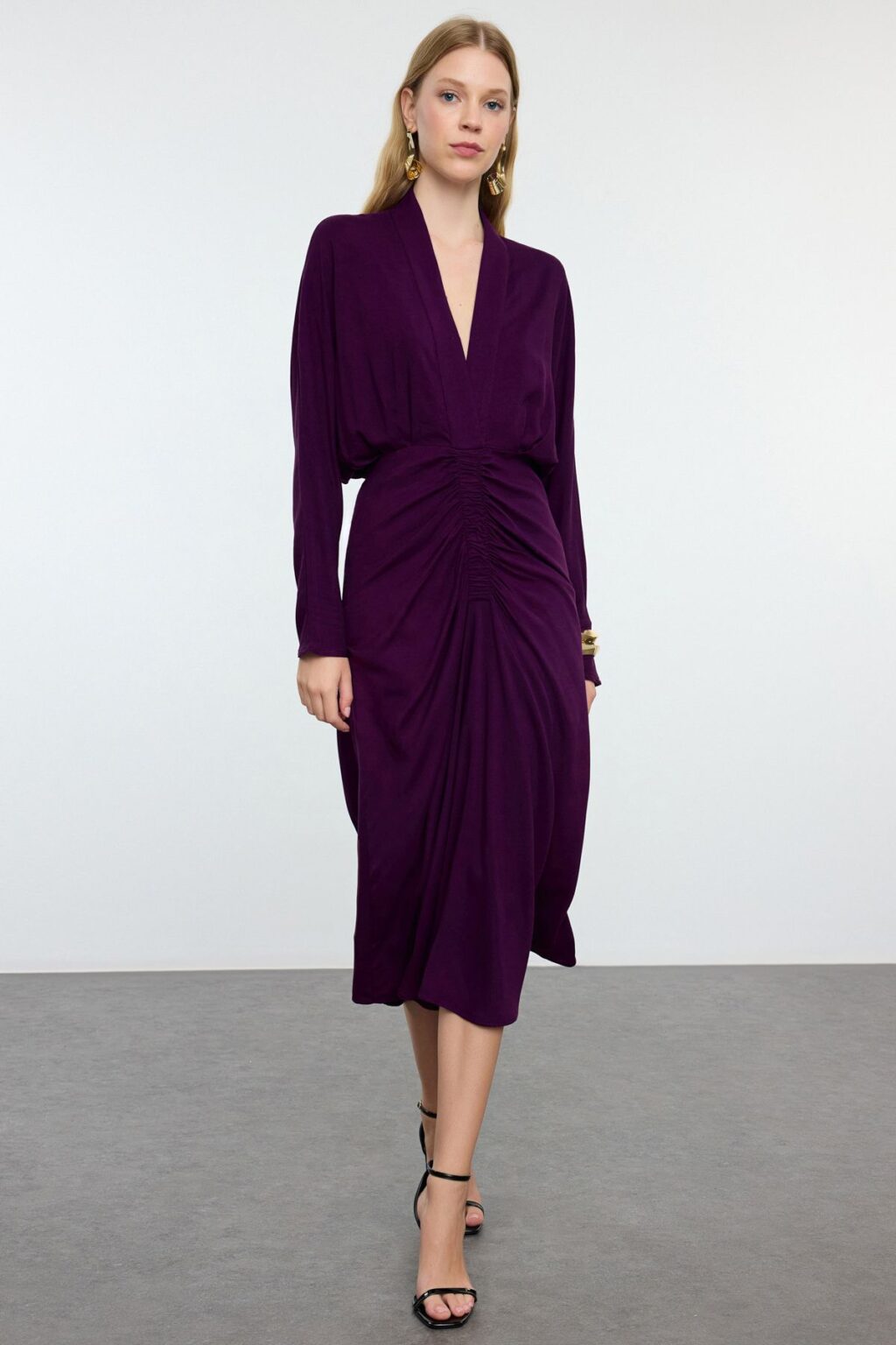 Trendyol Purple Skirt Gather Detailed Woven Dress