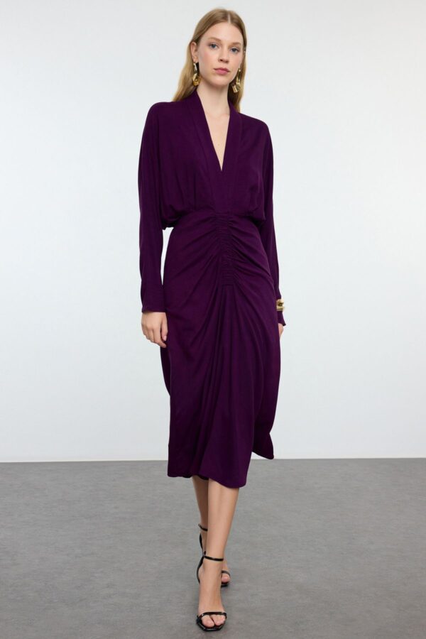 Trendyol Purple Skirt Gather Detailed Woven Dress