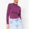 Trendyol Purple Slim Gathered Detailed Snap Snap Elastic Knitted Bodysuit