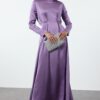 Trendyol Purple Waist Pleat Detailed Woven Satin Evening Dress