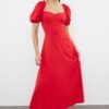 Trendyol Red A-Cut Balloon Sleeve Detailed Woven Elegant Evening Dress