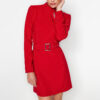 Trendyol Red Belted A-Line gomb részletesen szőtt ruha