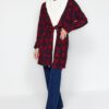 Trendyol Red Belted Plaid Patterned Fleece Knitted Dressing Gown