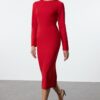 Trendyol Red Bodycon Midi Woven Dress