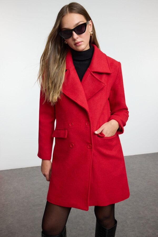 Trendyol Red Button Closure Cashmere Coat