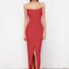 Trendyol Red Corset Detailed Woven Long Evening Dress