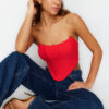Trendyol Red Crop Corset Detailed Woven Bustier