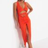 Trendyol Red Cut Out Detailed Long Beach Dress