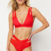 Trendyol Red Cut Out/Windowed High Waist Regular Bikini Bottom