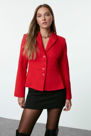 Trendyol Red Fitted Woven Blazer Jacket