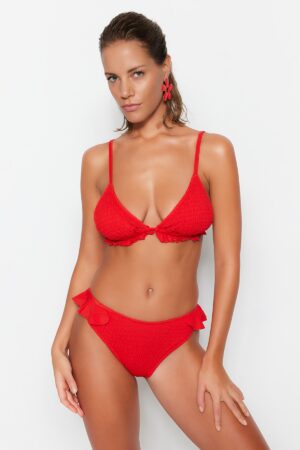 Trendyol Red Gimped normál lábú bikini alsó