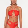 Trendyol Red Halterneck Bikini Top With Accessories