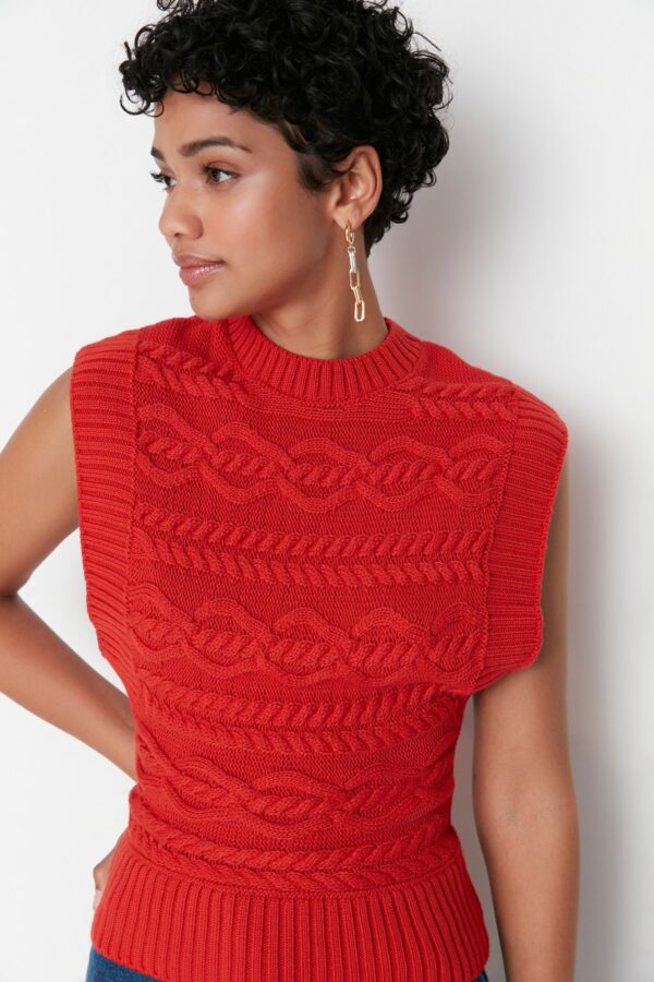 Trendyol Red Knit Detailed Knitwear Sweater