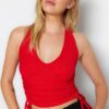 Trendyol Red Knitted Crescent Blouse With Side Shims