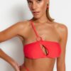 Trendyol Red One-Shoulder Cut Out/Windowed Bikini Top