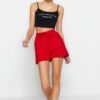 Trendyol Red Pocket Detailed High Waist Knitted Shorts