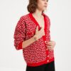 Trendyol Red Pocket Részletes Jacquard kötöttáru kardigán