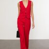 Trendyol Red Regular Woven Vest Wide Leg/Wide Leg Trouser Set