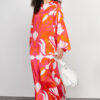 Trendyol Red Satin Ethnic Patterned Evening Jalabiya Dress