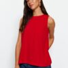 Trendyol Red Sleeveless Regular Crew Neck Knitted Blouse Crepe