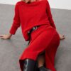 Trendyol Red Soft Textured Knitwear Bottom-Top Set