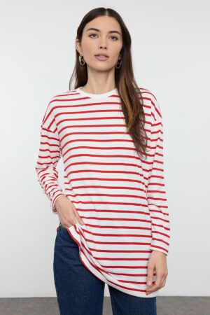 Trendyol Red Striped Knitted Tunic