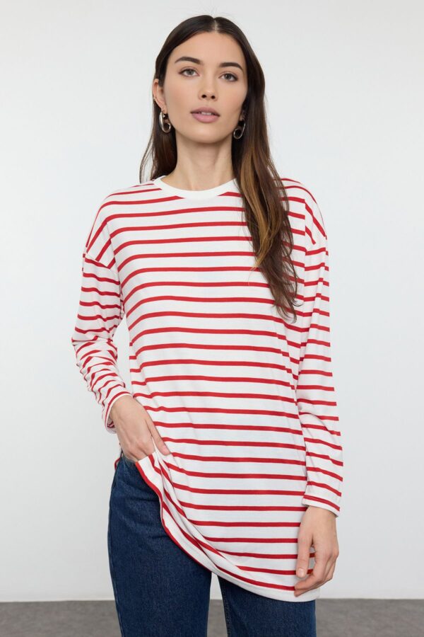 Trendyol Red Striped Knitted Tunic