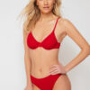 Trendyol Red Textured Regular Bikini Bottom