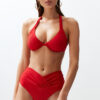 Trendyol Red V-Cut High Waist Regular Bikini Bottom